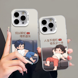 适用情侣用华为mate60手机壳新款P70nova13大孔荣耀magic6小米15苹果16VIVOX200高级OPPOFindX8S一加ACE5卡通