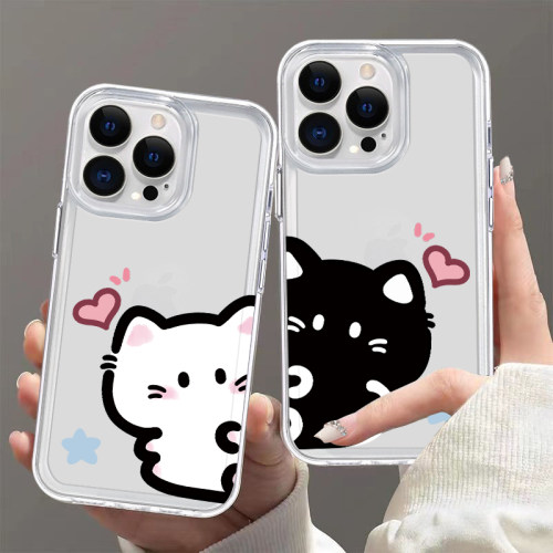 猫咪iphone17promax适用苹果16情侣手机壳mate80华为p90透明magic8/600500小米15红米oppofindx9VIVO一加ACE6