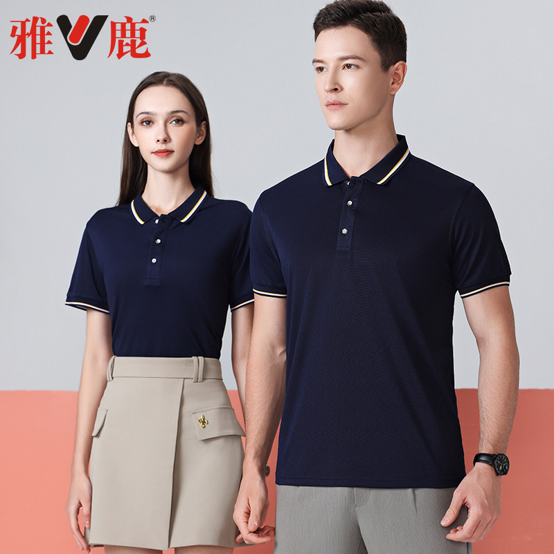 雅鹿夏季短袖t恤男潮流翻领POLO衫男士薄款T恤上衣服_虎窝淘