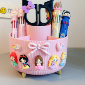 卡通少女心旋转女孩笔筒收纳盒学生桌面多功能文具盒大容量笔筒