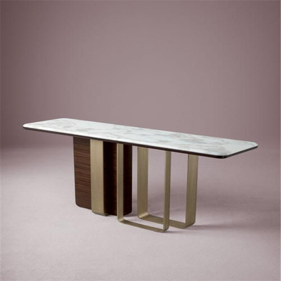 意大利轻奢玄关定制金属底座大理石面玄关现代玄关台别墅家具定制