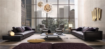 意大利别墅真皮沙发