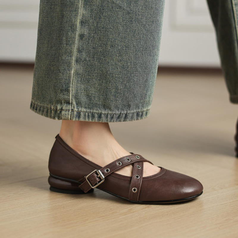 巨好看2025新款真皮复古玛丽珍鞋女超软羊皮单鞋不累脚配裙子好看