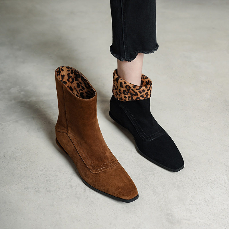 2.5cm羊翻皮~秋冬新款欧美个性真皮短靴女低跟时装靴一脚蹬小靴子,户外/登山/野营/旅行用品,登山鞋/徒步鞋,淘宝优惠券,粉丝福利购,淘宝优惠卷