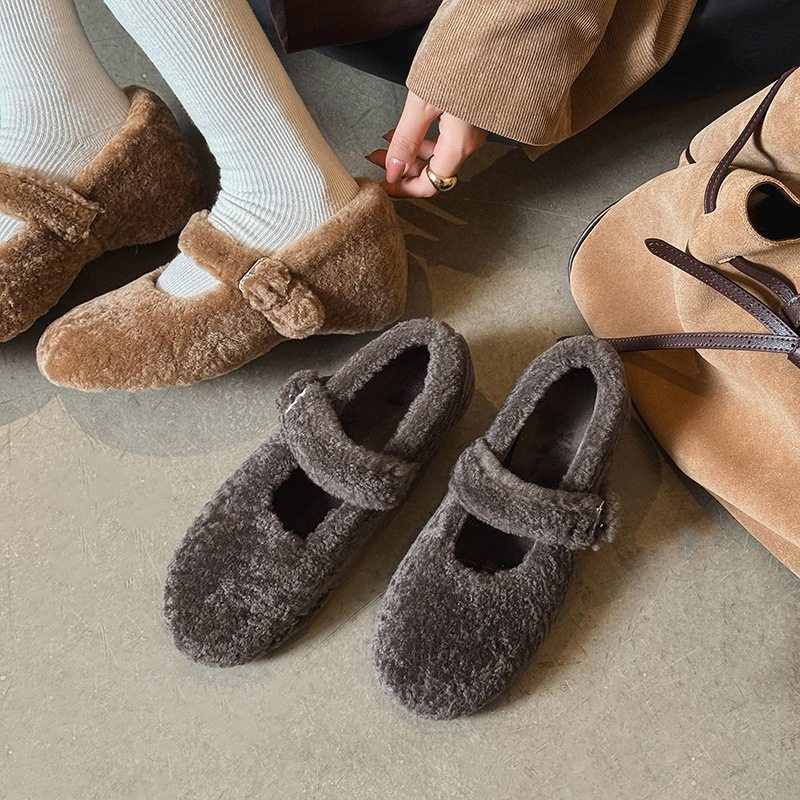 羊毛玛丽珍鞋皮毛一体毛毛鞋女款2025新款冬季加绒保暖外穿乖乖鞋,女鞋,马丁靴,淘宝优惠券,粉丝福利购,淘宝优惠卷