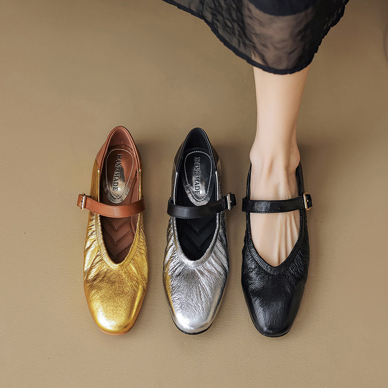 软到不想脱~超软皮软底单鞋女银色玛丽珍鞋芭蕾舞平底鞋大码41-43,居家布艺,居家婚庆拖鞋,淘宝优惠券,粉丝福利购,淘宝优惠卷