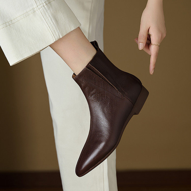 2cm平底真皮短靴女2025秋冬新款尖头女英伦风头切尔西靴瘦瘦靴,运动/瑜伽/健身/球迷用品,广场舞鞋,淘宝优惠券,粉丝福利购,淘宝优惠卷