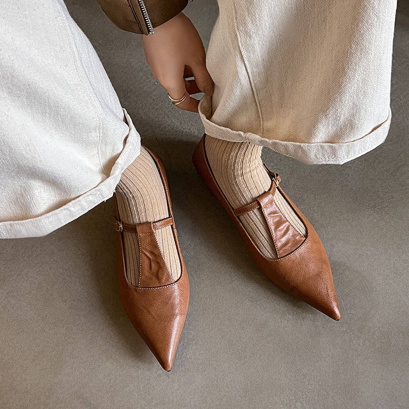 Kmeizu巨显瘦~尖头玛丽珍鞋女设计师丁字扣带中古巴恩风平底单鞋,女鞋,马丁靴,淘宝优惠券,粉丝福利购,淘宝优惠卷