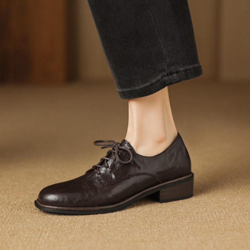 3.5cm粗跟羊皮英伦系带乐福鞋女春秋新款百搭小皮鞋软底深口单鞋,居家布艺,居家婚庆拖鞋,淘宝优惠券,粉丝福利购,淘宝优惠卷