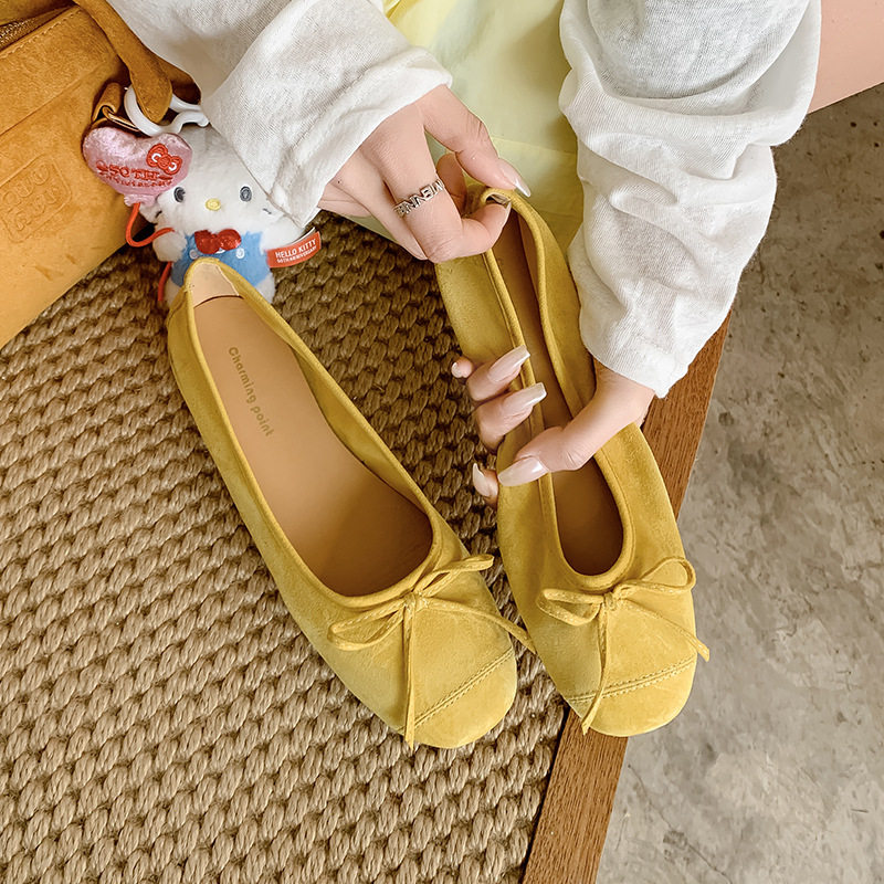 戈森新款蝴蝶结黄色单鞋女平底浅口晚晚鞋软底豆豆鞋法式芭蕾舞鞋,户外/登山/野营/旅行用品,登山鞋/徒步鞋,淘宝优惠券,粉丝福利购,淘宝优惠卷
