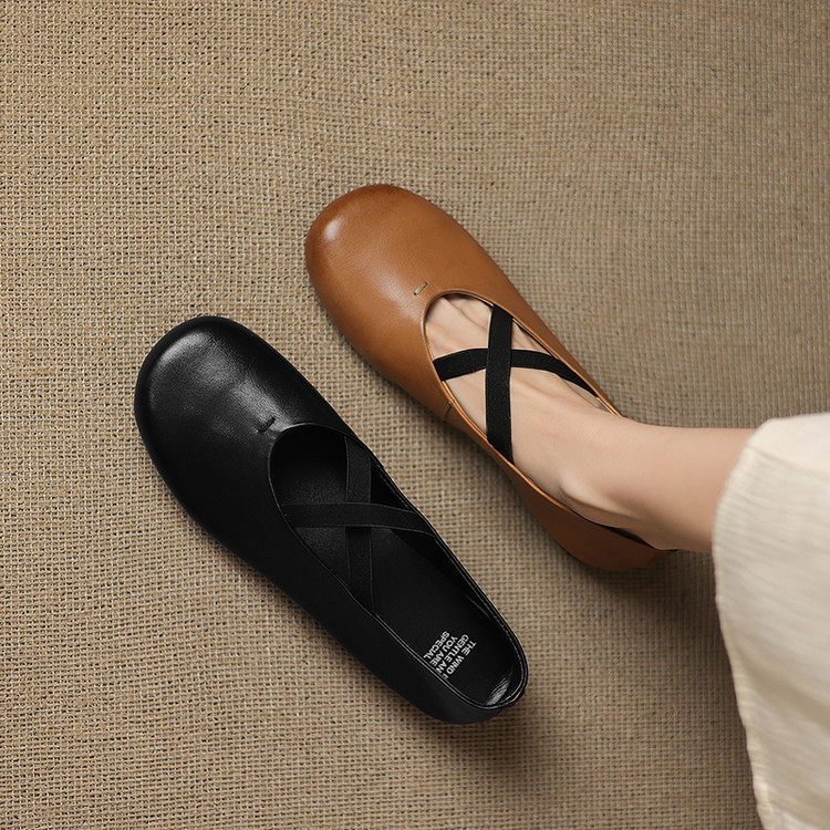 真皮软底圆头松紧带平底玛丽珍浅口单鞋女士2025新款夏季黄棕黑色,居家布艺,居家婚庆拖鞋,淘宝优惠券,粉丝福利购,淘宝优惠卷