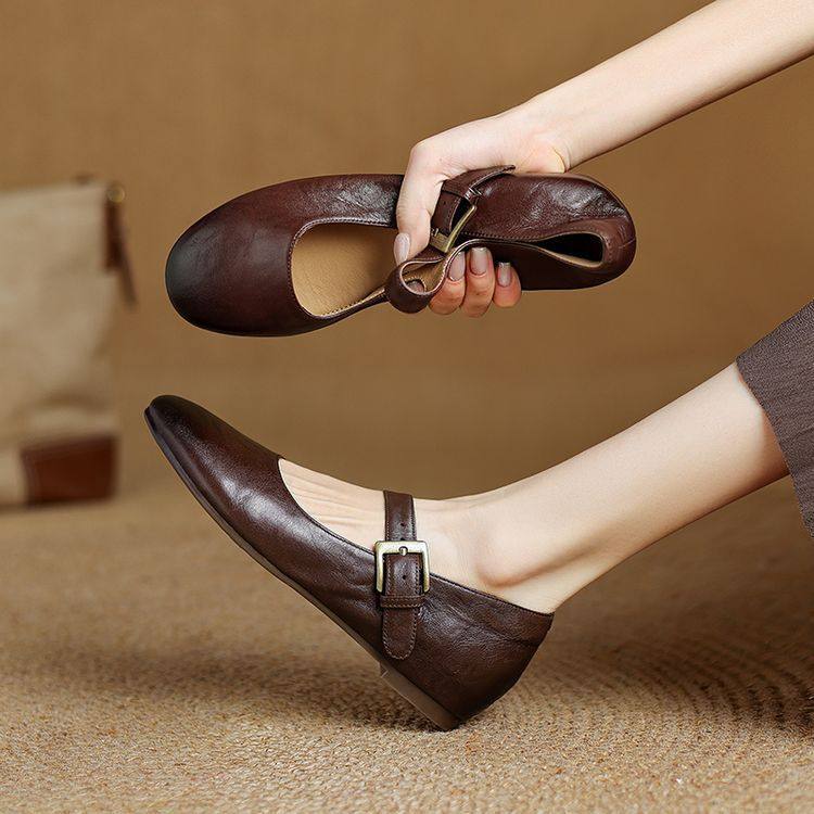 巨软巨舒适圆头低跟一字扣带玛丽珍单鞋2025春里外全皮复古平底鞋,居家布艺,居家婚庆拖鞋,淘宝优惠券,粉丝福利购,淘宝优惠卷