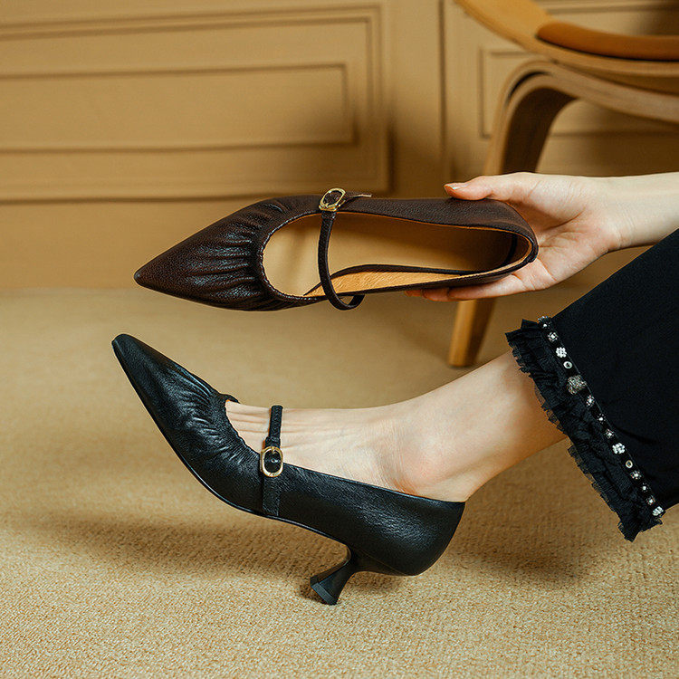 头层羊皮浅口单鞋女2025春季新款真皮小香风细跟玛丽珍女鞋时装鞋,运动/瑜伽/健身/球迷用品,广场舞鞋,淘宝优惠券,粉丝福利购,淘宝优惠卷