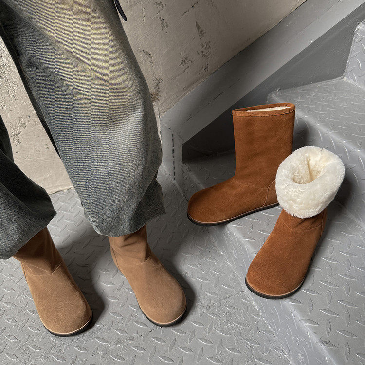 韩版厚底保暖勃肯短靴女加绒毛毛靴2025新款真皮平底雪地靴大棉靴,居家布艺,居家婚庆拖鞋,淘宝优惠券,粉丝福利购,淘宝优惠卷