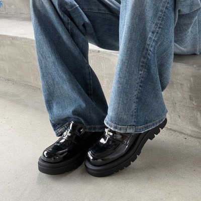 黑色单鞋女2025新款真皮软底不累脚小个子厚底乐福鞋英伦风小皮鞋