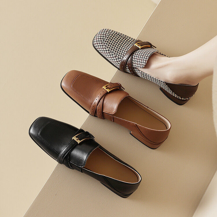 深口单鞋方头皮带扣柔软粗跟法式复古小皮鞋通勤休闲女鞋懒人鞋,运动/瑜伽/健身/球迷用品,广场舞鞋,淘宝优惠券,粉丝福利购,淘宝优惠卷