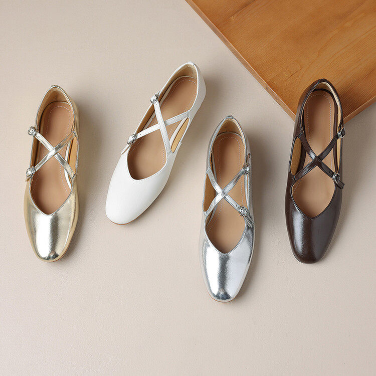 新款交叉绑带玛丽珍鞋女小众网红款浅口方头金银色芭蕾平底鞋代发,运动/瑜伽/健身/球迷用品,广场舞鞋,淘宝优惠券,粉丝福利购,淘宝优惠卷