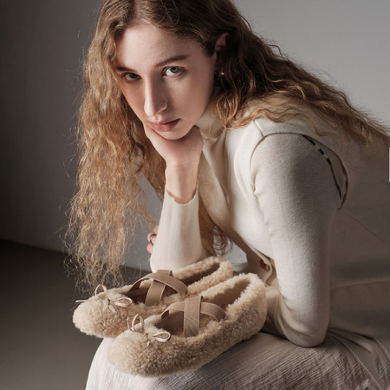 毛毛鞋可爱冬季外穿平底保暖芭蕾舞鞋软皮软底豆豆鞋浅口冬季单鞋,女鞋,马丁靴,淘宝优惠券,粉丝福利购,淘宝优惠卷