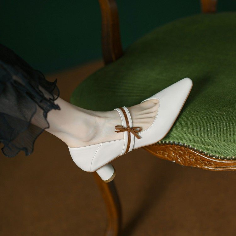 2023春秋款百搭拼色蝴蝶结玛丽珍单鞋细跟牛皮小方头中跟女鞋,居家布艺,居家婚庆拖鞋,淘宝优惠券,粉丝福利购,淘宝优惠卷