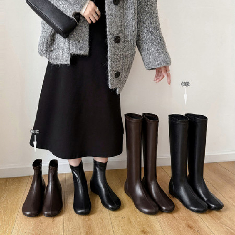 马丁靴英伦风气质2025年秋冬新款百搭低跟弹力瘦瘦靴粗跟软皮短靴