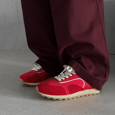 2025新款真皮拼接休闲运动厚底时尚舒适百搭软底不累脚系带阿甘鞋