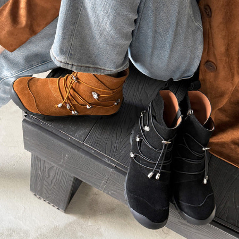 2025新款圆头登山短靴女马丁靴法式气质短筒弹力户外拉绳小短靴,运动/瑜伽/健身/球迷用品,广场舞鞋,淘宝优惠券,粉丝福利购,淘宝优惠卷