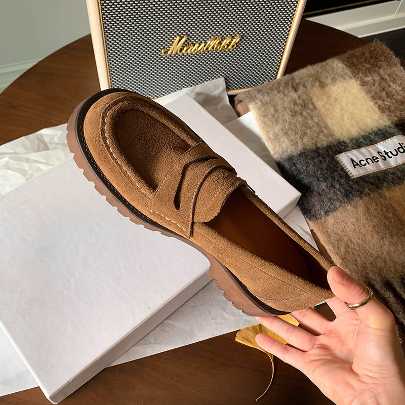 巨好搭～！2023春款磨砂厚底英伦风小皮鞋女粗跟乐福鞋棕色新单鞋,女鞋,马丁靴,淘宝优惠券,粉丝福利购,淘宝优惠卷