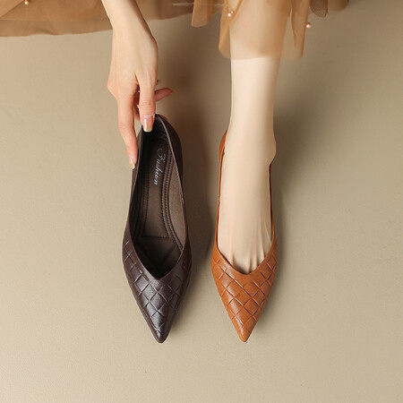 舒适真皮编织尖头单鞋女夏复古百搭平底鞋软皮软底船鞋羊皮奶奶鞋,居家布艺,居家婚庆拖鞋,淘宝优惠券,粉丝福利购,淘宝优惠卷