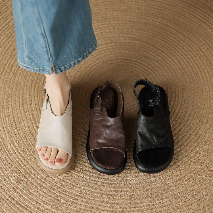 牛皮绝美巨好看厚底鱼嘴凉鞋女夏季外穿时尚巨软舒适不累脚软底,户外/登山/野营/旅行用品,登山鞋/徒步鞋,淘宝优惠券,粉丝福利购,淘宝优惠卷