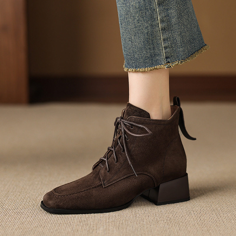 4cm羊翻皮~老钱风秋冬季新款真皮百搭短靴复古马丁靴磨砂皮低跟靴,户外/登山/野营/旅行用品,登山鞋/徒步鞋,淘宝优惠券,粉丝福利购,淘宝优惠卷