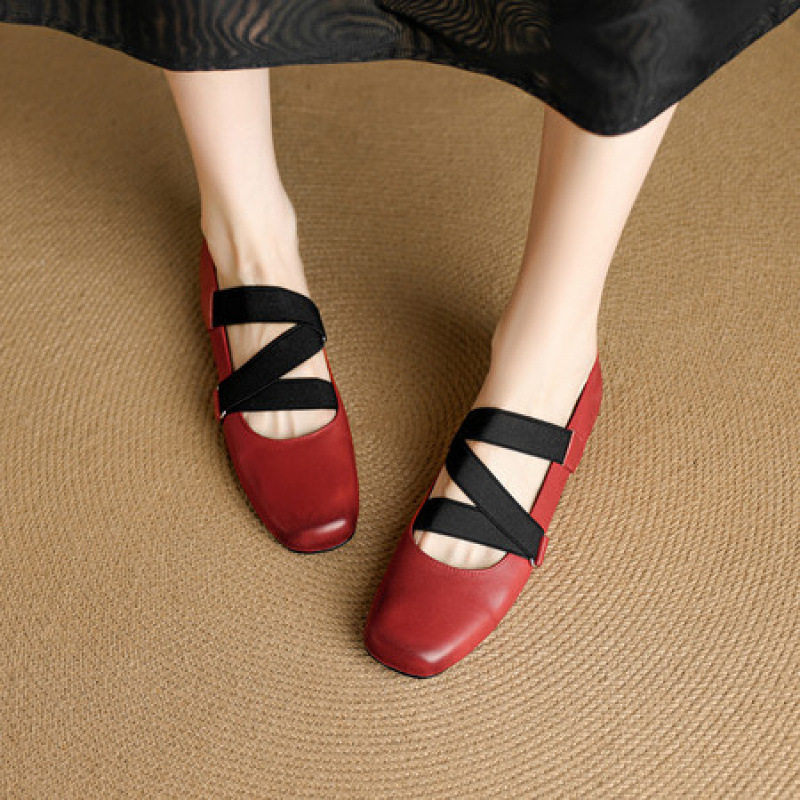 2025新款真皮交叉带玛丽珍鞋女夏外穿法式复古平底芭蕾单鞋配裙子,居家布艺,居家婚庆拖鞋,淘宝优惠券,粉丝福利购,淘宝优惠卷
