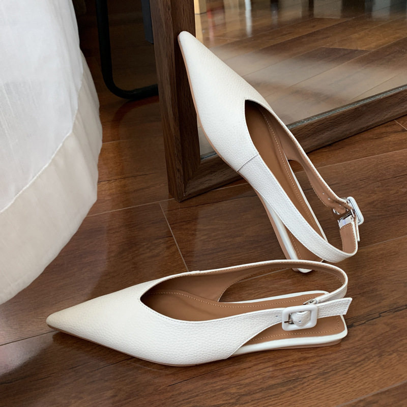 简约冷淡风荔枝纹牛皮2023夏新款平底全皮尖头纯色包头后空凉鞋女,运动/瑜伽/健身/球迷用品,广场舞鞋,淘宝优惠券,粉丝福利购,淘宝优惠卷