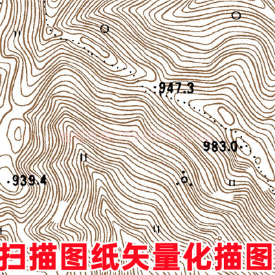 地形图矢量化描图地图比例尺放大等高线插值加密MapGIS/CAD等格式