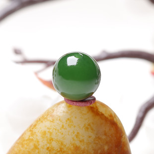 12mm在售云轩玉艺天然新疆和田玉籽料碧玉阳绿圆珠单珠散珠配珠