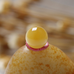 8mm在售云轩玉艺天然新疆和田玉籽料黄沁鸡油黄圆珠单珠散珠配珠