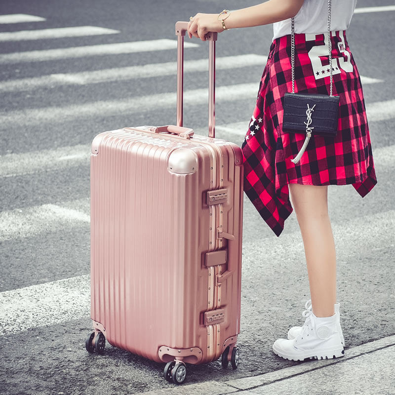 铝框拉杆箱20登机箱24玫瑰金旅行李包男女学生可爱韩版26/28/29寸