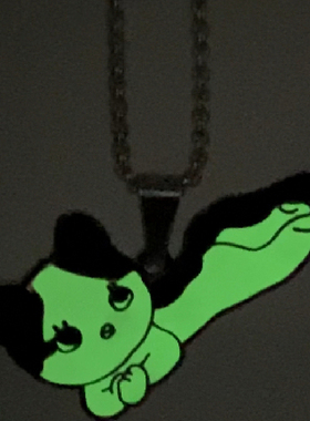 曼斯特物种问号猫夜光项链
