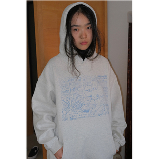 曼斯特物种做美味包加绒连帽卫衣原创设计卡通趣味宽松女