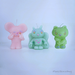 曼斯特物种三小只香薰蜡烛原创设计卧室氛摆件家用情人节可爱礼物