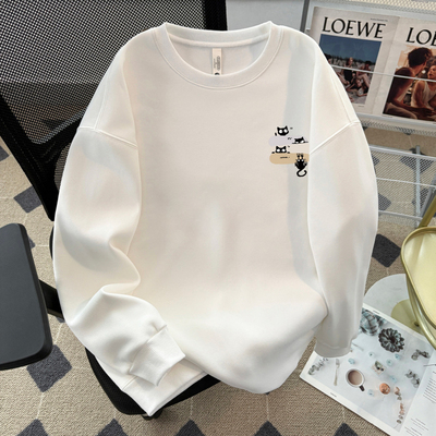 纯棉圆领卫衣男生潮牌宽松大码秋