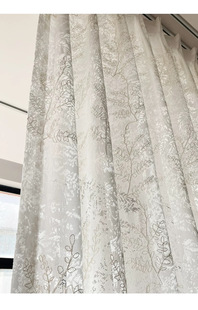 新款 绳绣镂空客厅卧室书房窗帘轻奢高级感半遮光透光半透人纱 法式