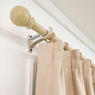 日式原木风铝合金罗马杆简约现代木质工艺单杆双杆轨道经典百搭