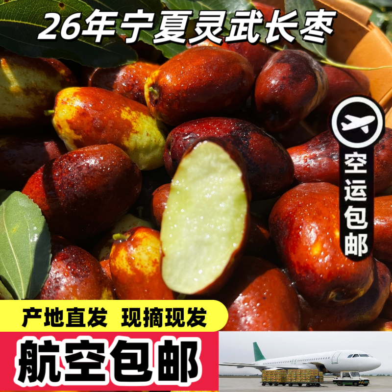 航空包邮宁夏灵武长枣新鲜水果当季大枣现摘现发脆甜枣冬枣鲜枣