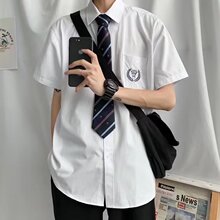 衬衫男长袖制服学生领带衬衫男生纯白学院风日系原上衣