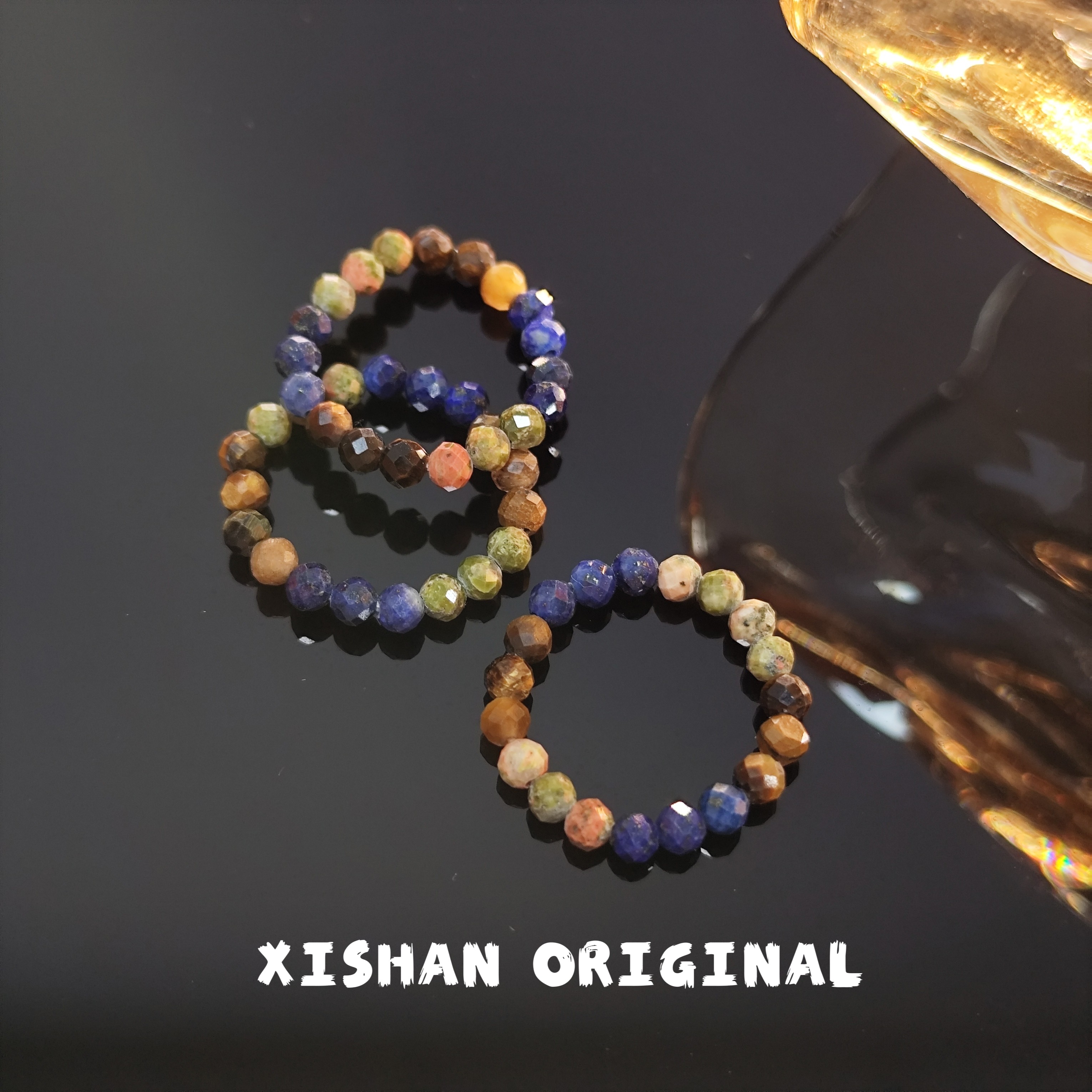希山原创小众设计轻奢高级感虎天然石眼青金戒指复古潮流弹力指环