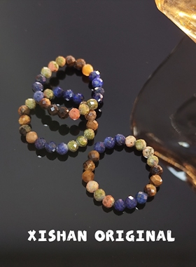 希山原创小众设计轻奢高级感虎天然石眼青金戒指复古潮流弹力指环