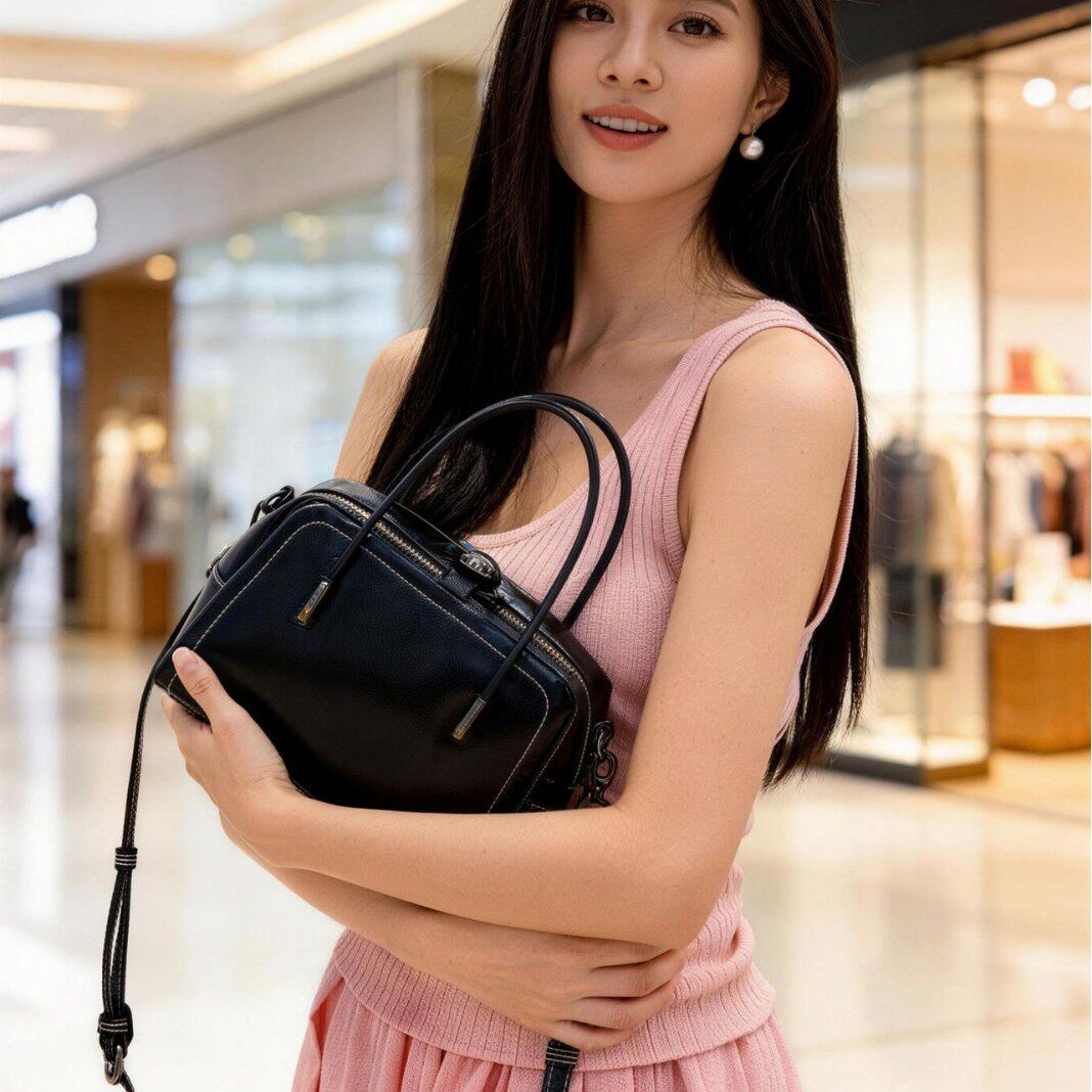 2026新款时尚化妆女士轻奢女包单肩斜挎包真皮牛皮小众通勤手提包