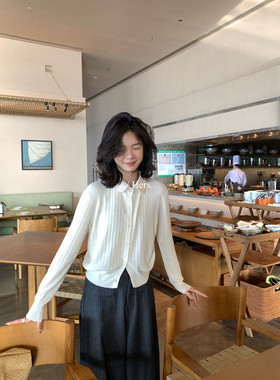 Hers 一勺甜百搭简约风日常学院感Miu系polo撞色ins针织衫08124#