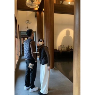 METWO 2242#三明治2.0穿法菱格马甲情侣男女充绒坎肩背心内搭外穿