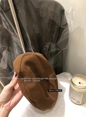 METWO 2022早秋新款小众牛仔棉百搭气质韩系ins复古焦咖色贝雷帽